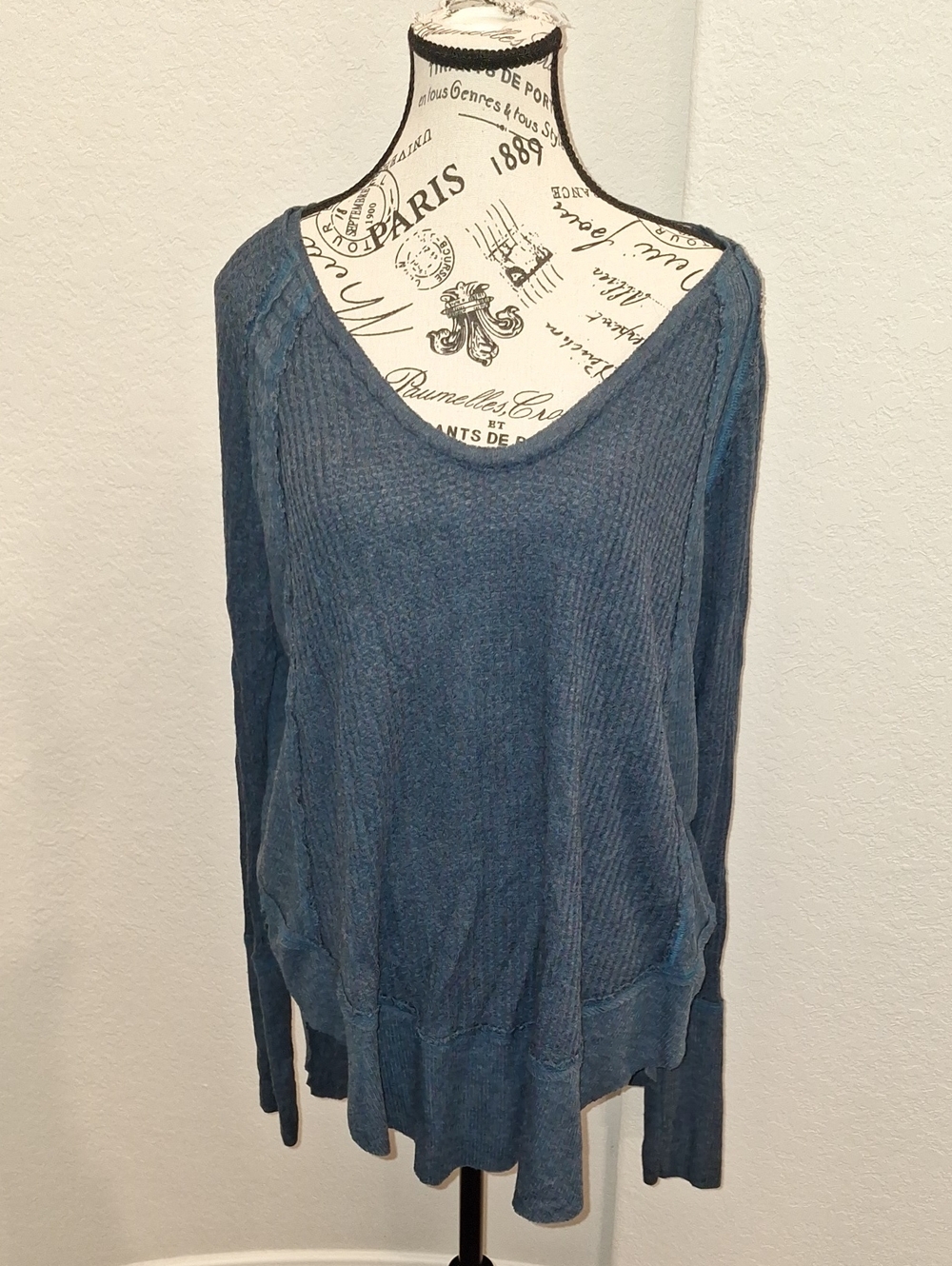 Free People Catalina Thermal Tunic Green Blue Size Large